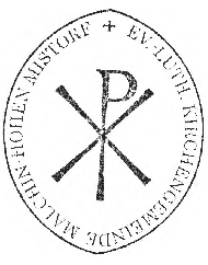 Das Siegelbild der Ev.-Luth. Kirchengemeinde Malchin-Hohen Mistorf zeigt das spitz-ovale Einheitssiegel