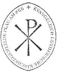 Das Siegelbild der Ev.-Luth. Kirchengemeinde Plau am See zeigt das spitz-ovale Einheitssiegel